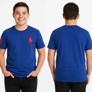 Polo Ralph Lauren Shirt Youth Blue POLO Big Logo Red Pony Graphic Tee XL (18-20)